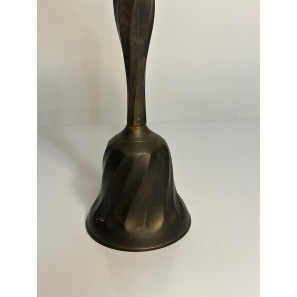 VTG 80s Solid Brass Handbell – Twisted Swirl Design, 7.5", Decorative Retro Bell - Picture 2 of 6